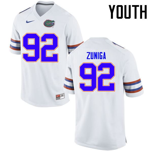 NCAA Florida Gators Jabari Zuniga Youth #92 Nike White Stitched Authentic College Football Jersey ABZ1364ZL